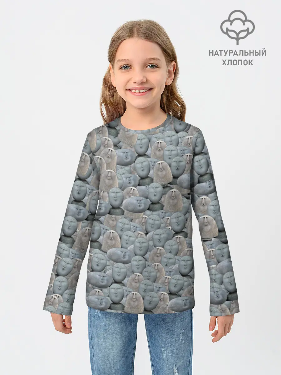 Детский лонгслив / Каменные лица 3D МЕМ 2020