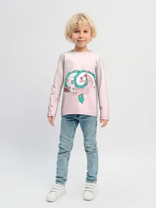 Детский лонгслив / Спящий дракон Хаку чиби цветы