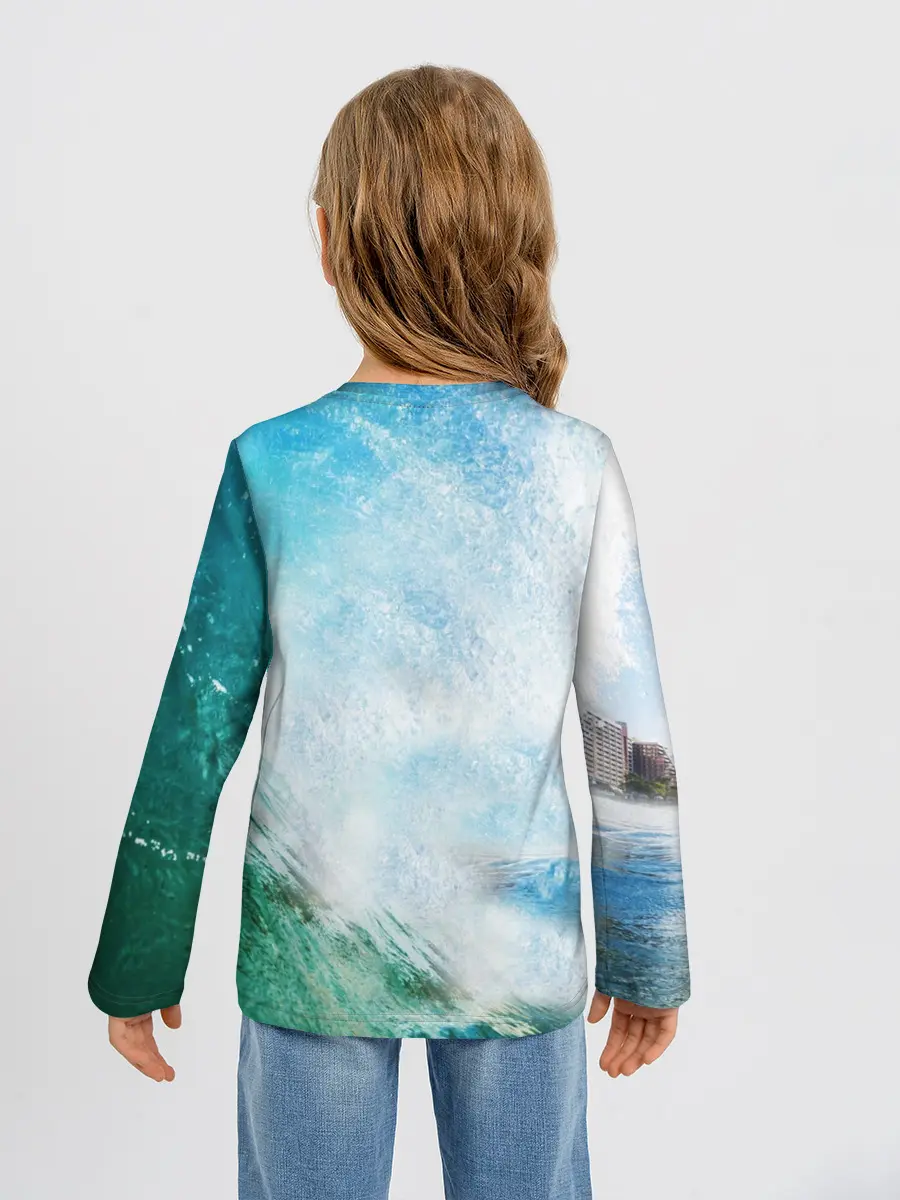 Детский лонгслив / Тираннозавр REX | Серфинг