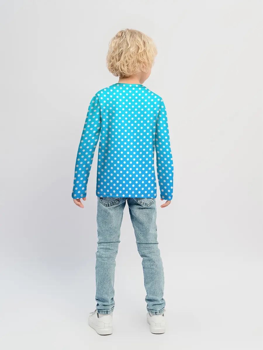 Детский лонгслив / Белые кружки