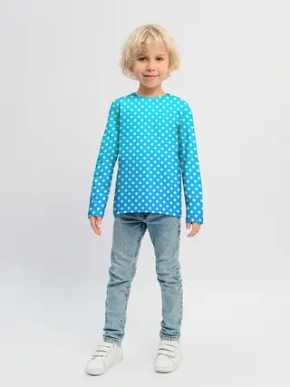 Детский лонгслив / Белые кружки