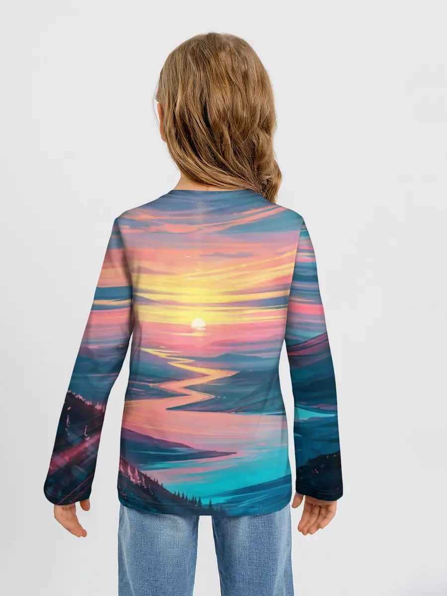 Детский лонгслив / Извилистая река закат природа