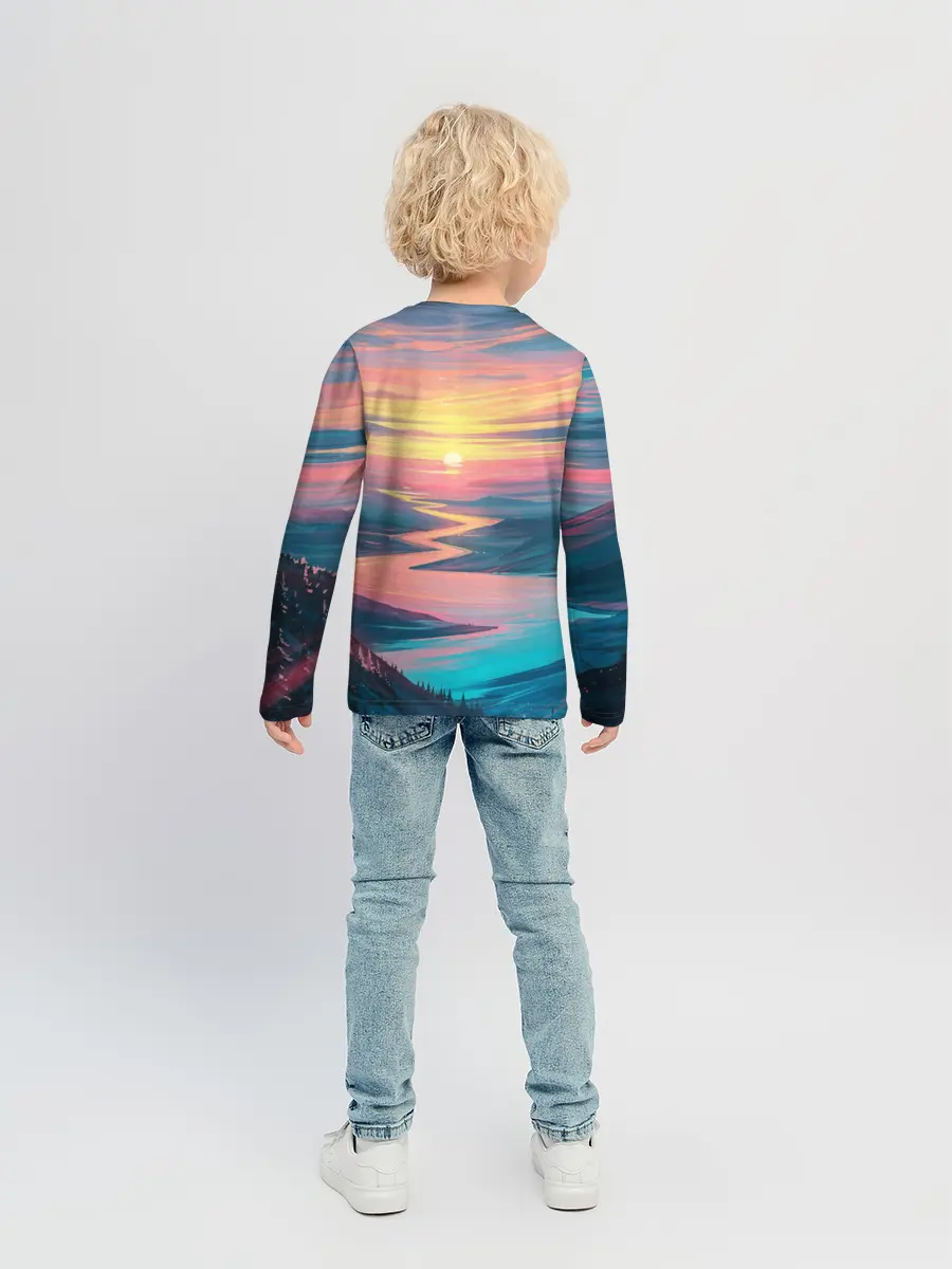 Детский лонгслив / Извилистая река закат природа