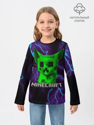 Детский лонгслив / MINECRAFT CREEPER CAT