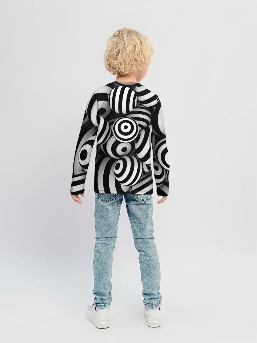Детский лонгслив / Полосатые 3D круги