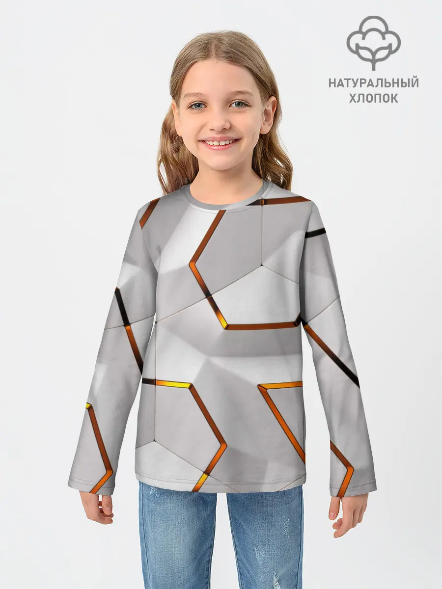 Детский лонгслив / 3D абстракция Iron