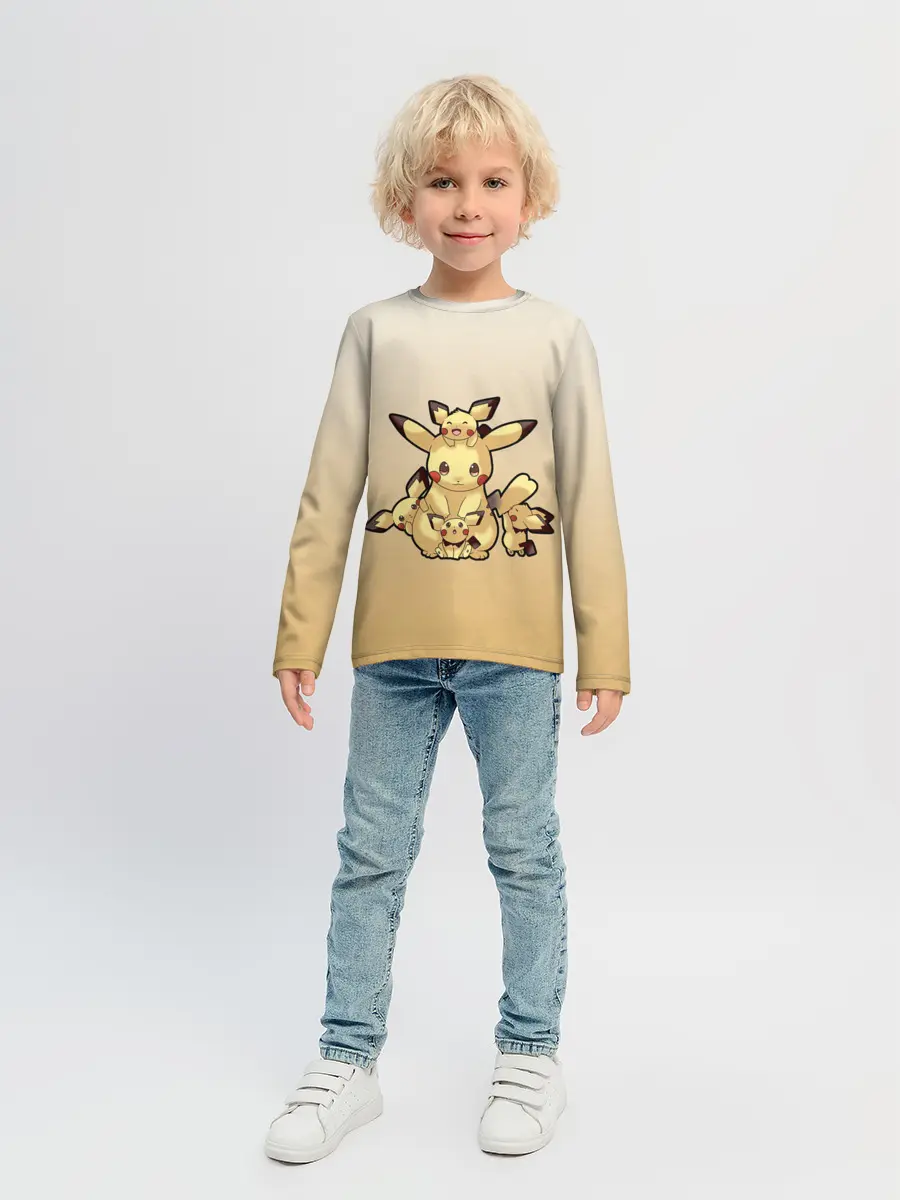 Детский лонгслив / Семейство Пикачу мило арт