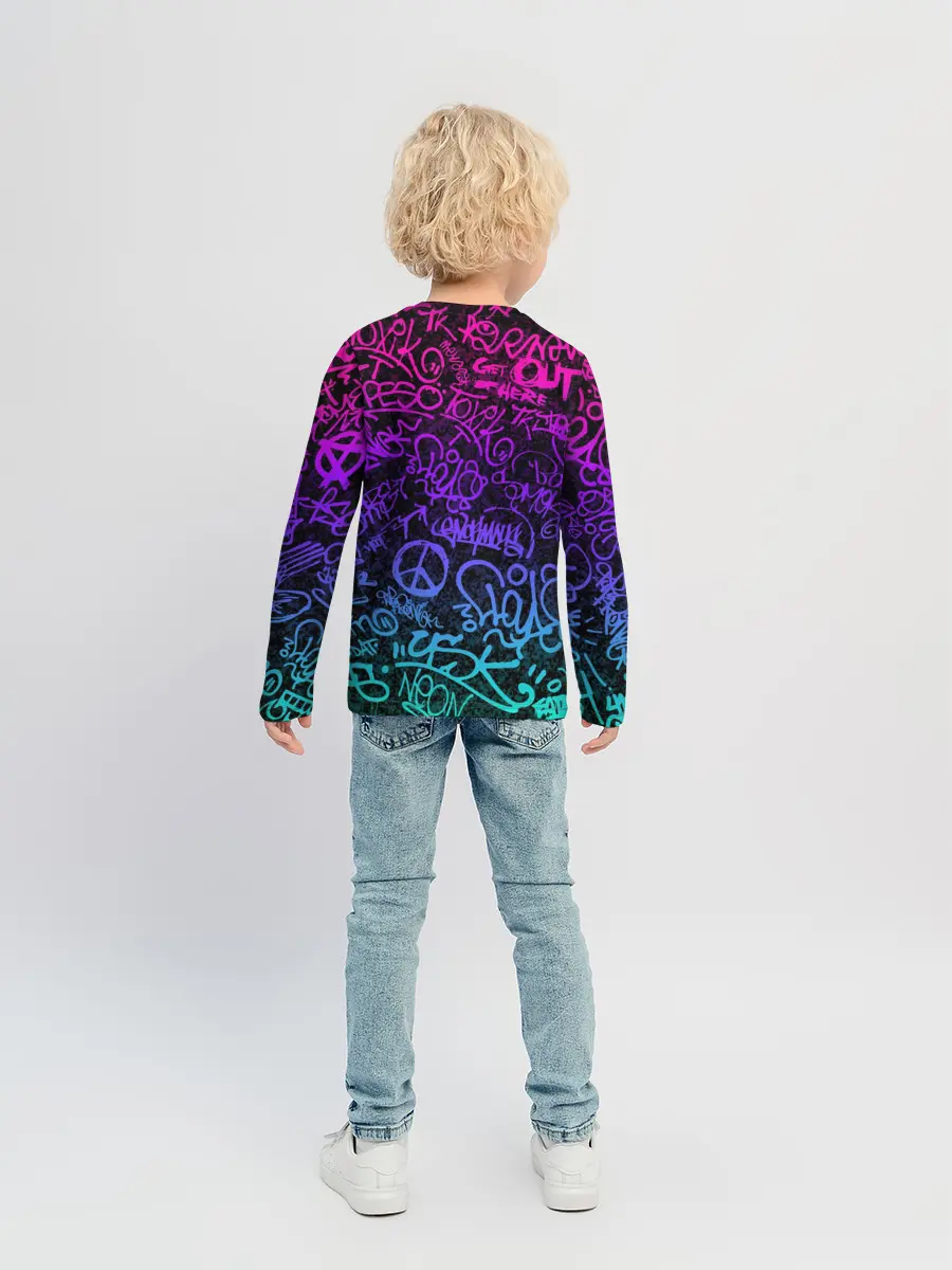Детский лонгслив / Граффити Neon