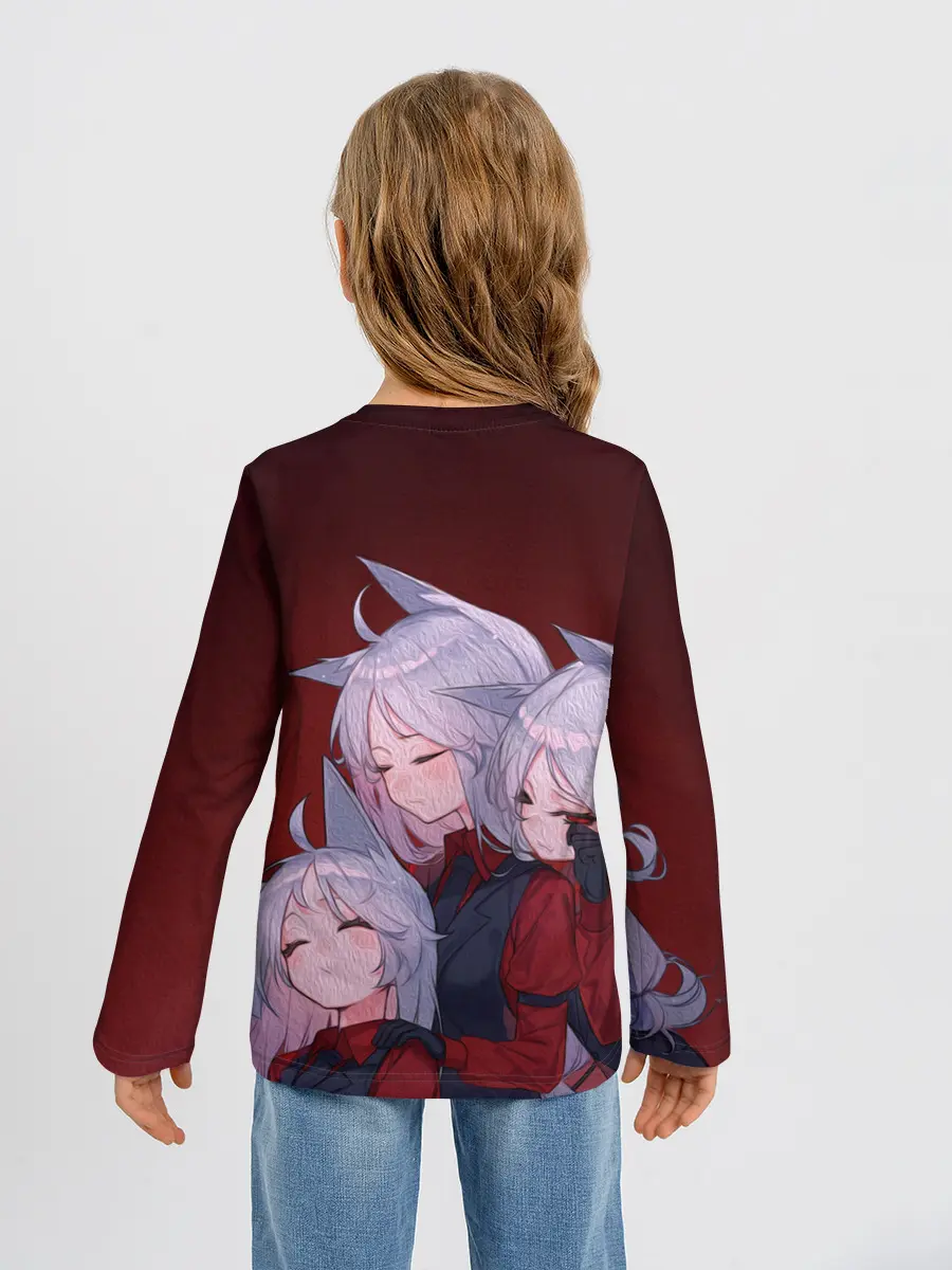 Детский лонгслив / Cerberus обнимаются втроем Helltaker