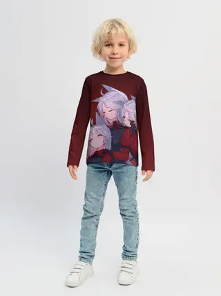 Детский лонгслив / Cerberus обнимаются втроем Helltaker