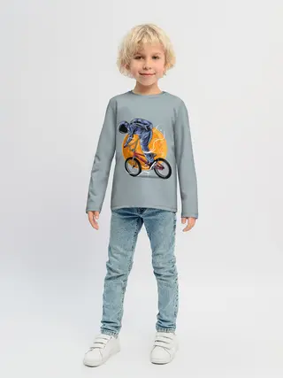 Детский лонгслив / Космический велосипедист