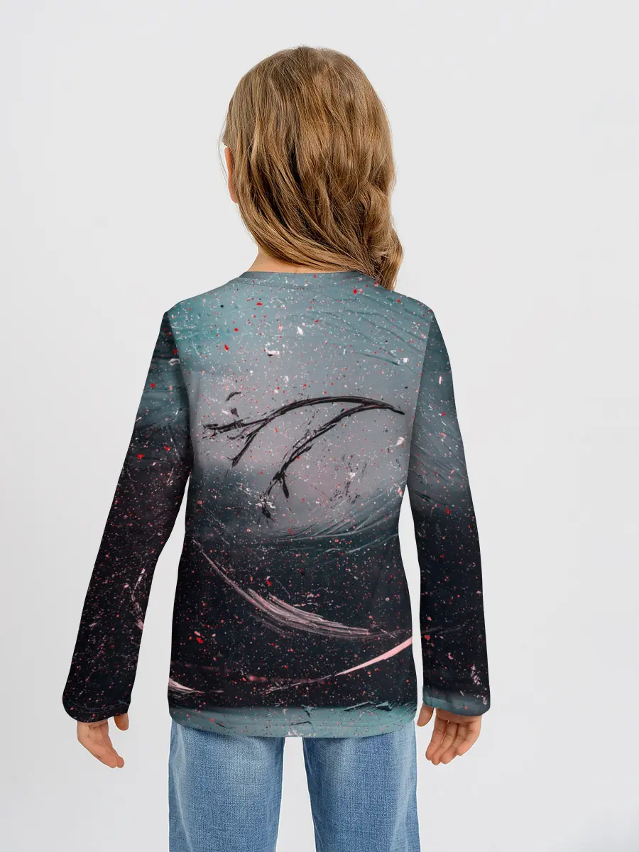 Детский лонгслив / Абстракция краска разводы кап