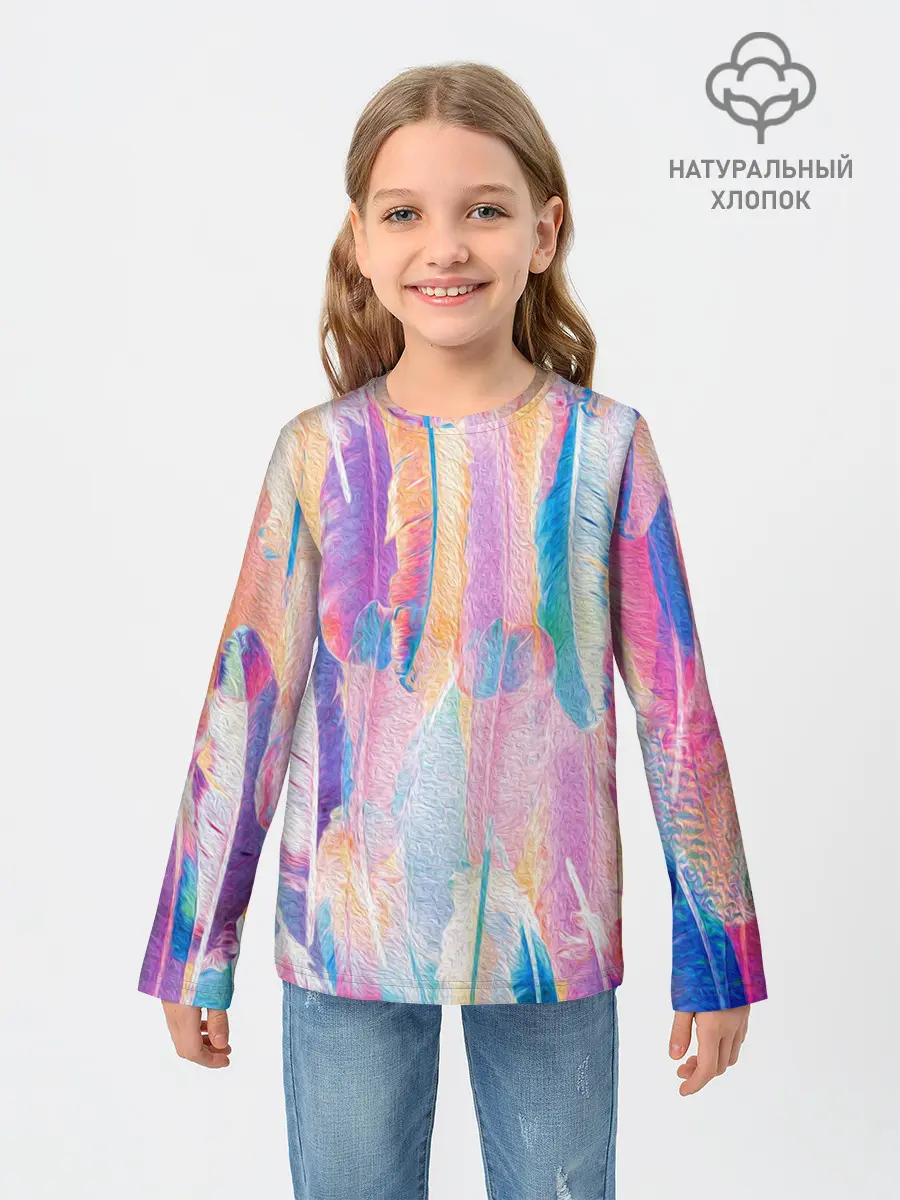 Детский лонгслив / ПЕРЬЯ