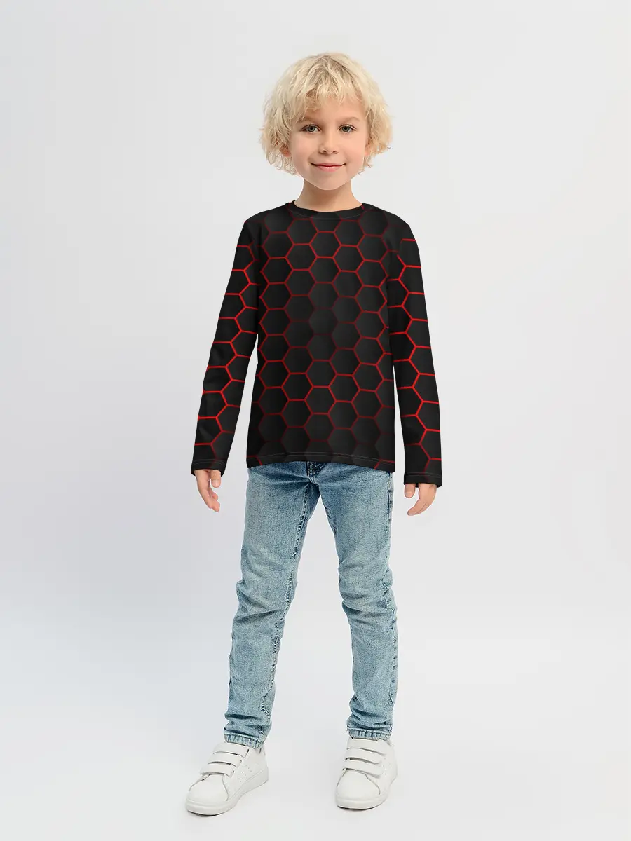 Детский лонгслив / 3D black & red
