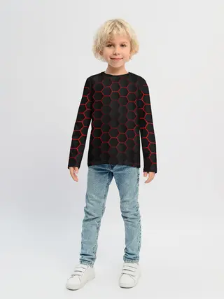 Детский лонгслив / 3D black & red