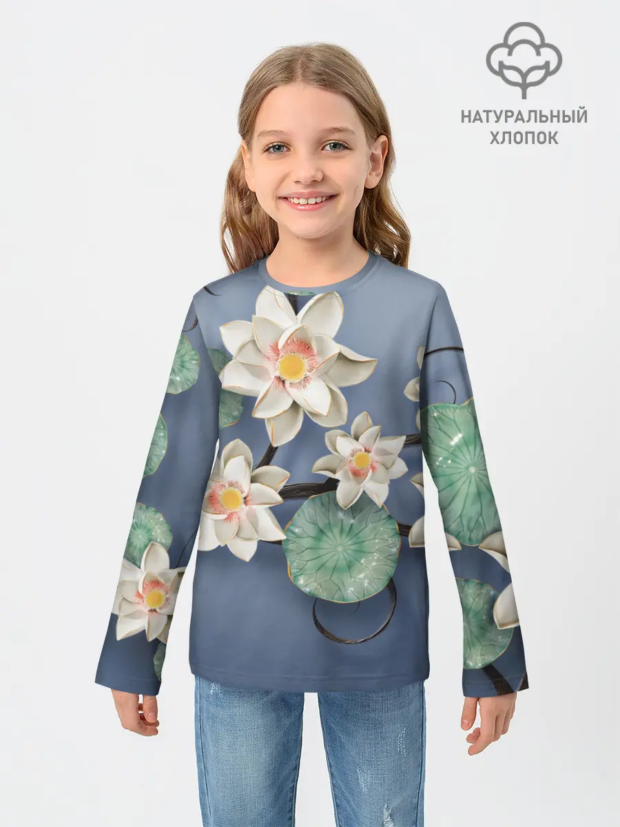 Детский лонгслив / 3D стеклянные цветы