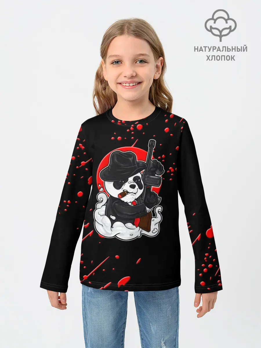 Детский лонгслив / Панда Мафиози