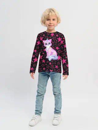 Детский лонгслив / Cat Unicorn | Кот Единорог