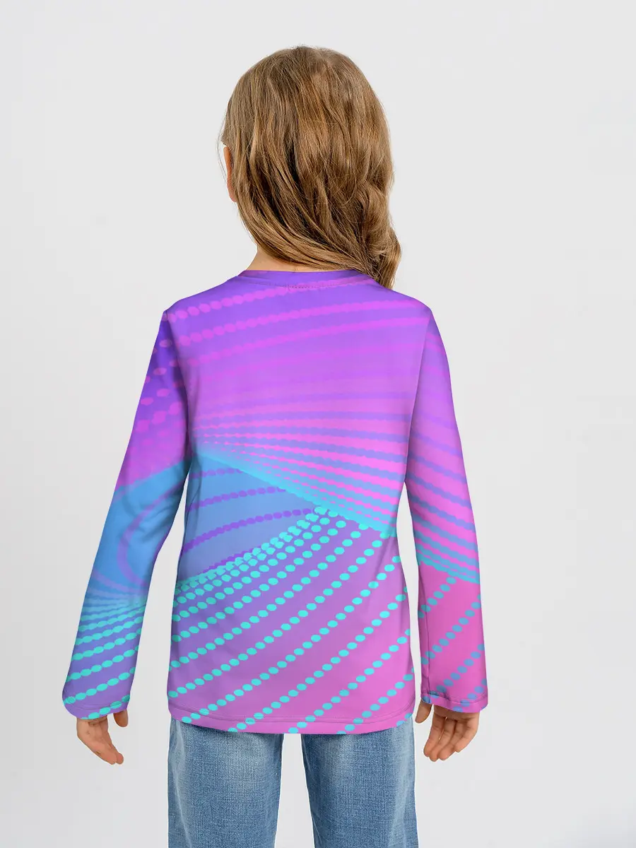 Детский лонгслив / Линии точки полосы неон яркий