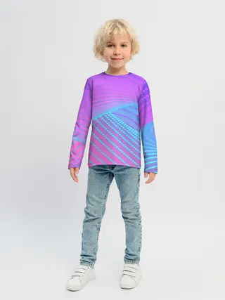 Детский лонгслив / Линии точки полосы неон яркий
