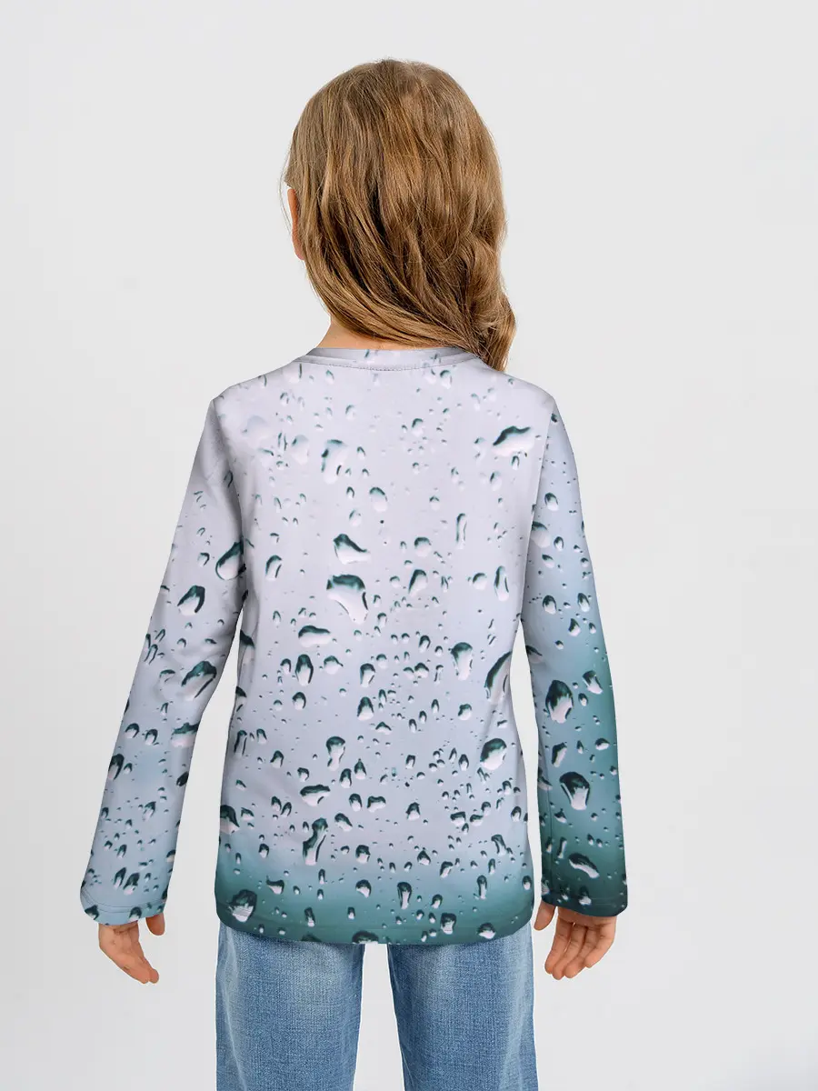Детский лонгслив / Капли окно стекло дождь серо
