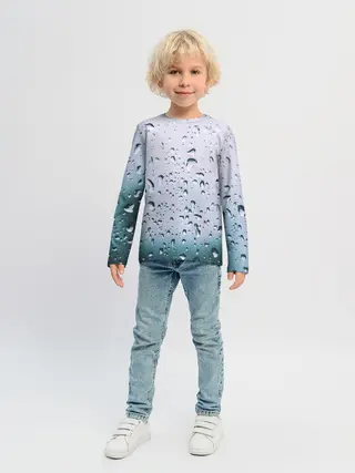 Детский лонгслив / Капли окно стекло дождь серо