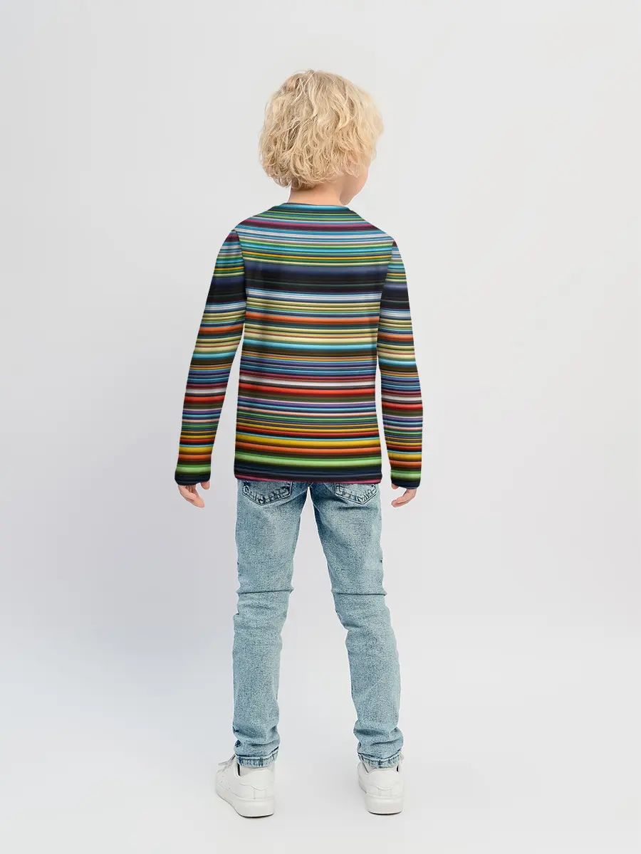 Детский лонгслив / РАзноцыетные линии полосы хаос