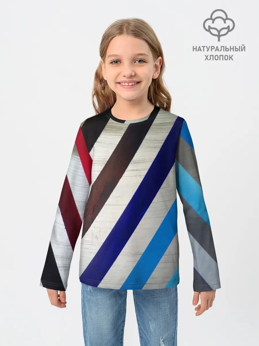 Детский лонгслив / Косые линии полосы крупные
