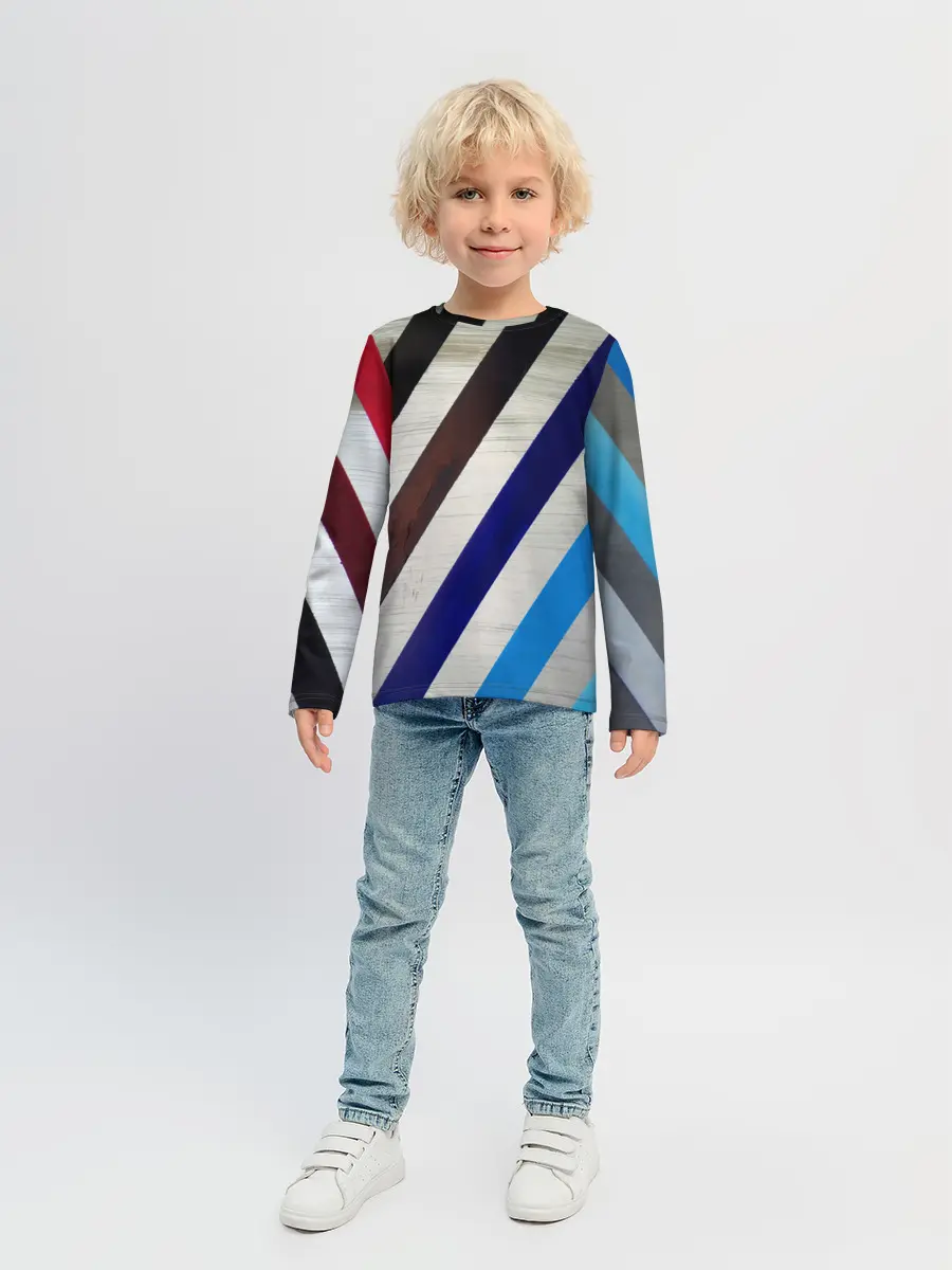 Детский лонгслив / Косые линии полосы крупные