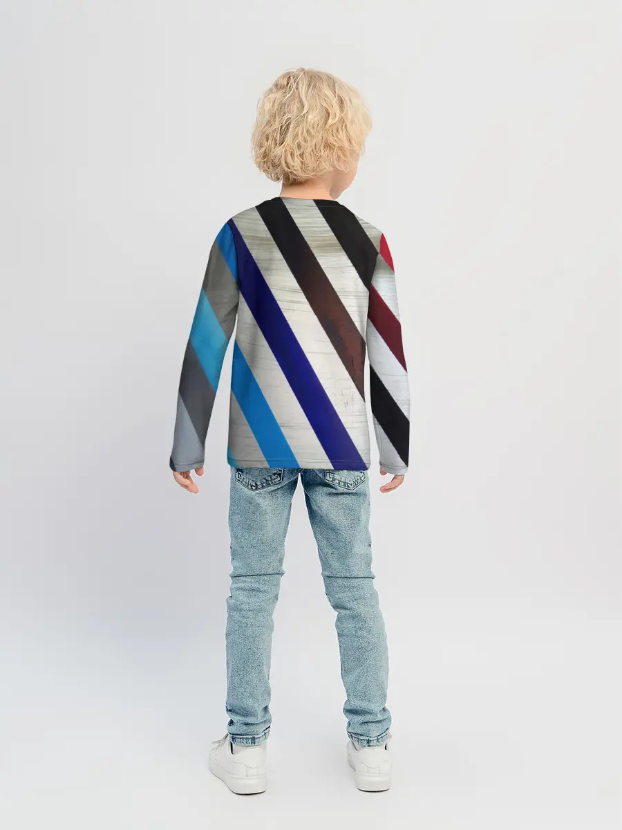 Детский лонгслив / Косые линии полосы крупные