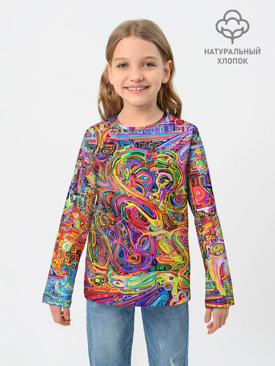 Детский лонгслив / НЕОНОВЫЕ ЛИНИИ / АБСТРАКЦИЯ
