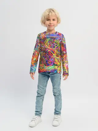 Детский лонгслив / НЕОНОВЫЕ ЛИНИИ / АБСТРАКЦИЯ