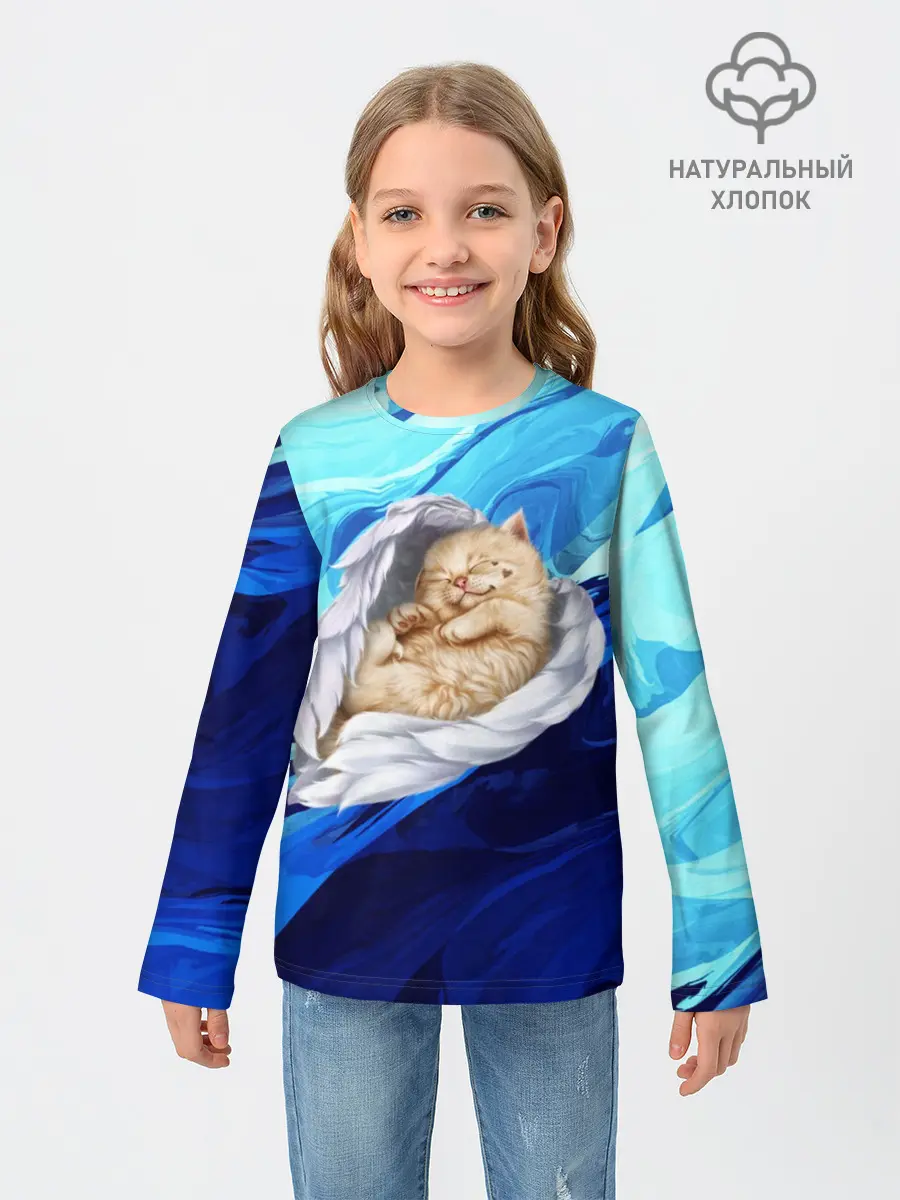 Детский лонгслив / Котик Ангелочек