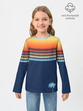 Детский лонгслив / Летние волны и пальма