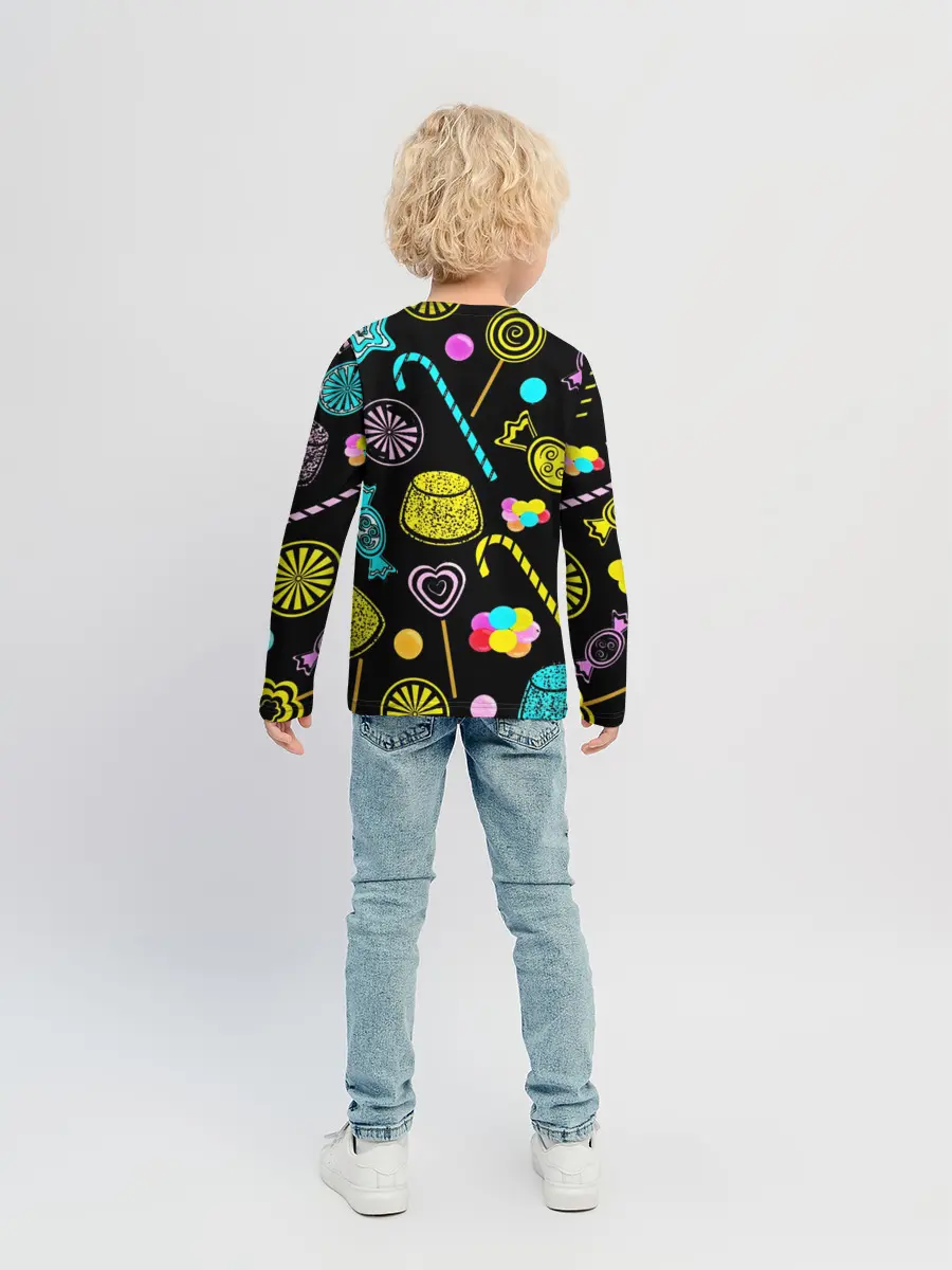 Детский лонгслив / Винсмок Санджи. Фон со сладостями