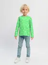 Детский лонгслив / Горошек на зеленом