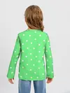 Детский лонгслив / Горошек на зеленом