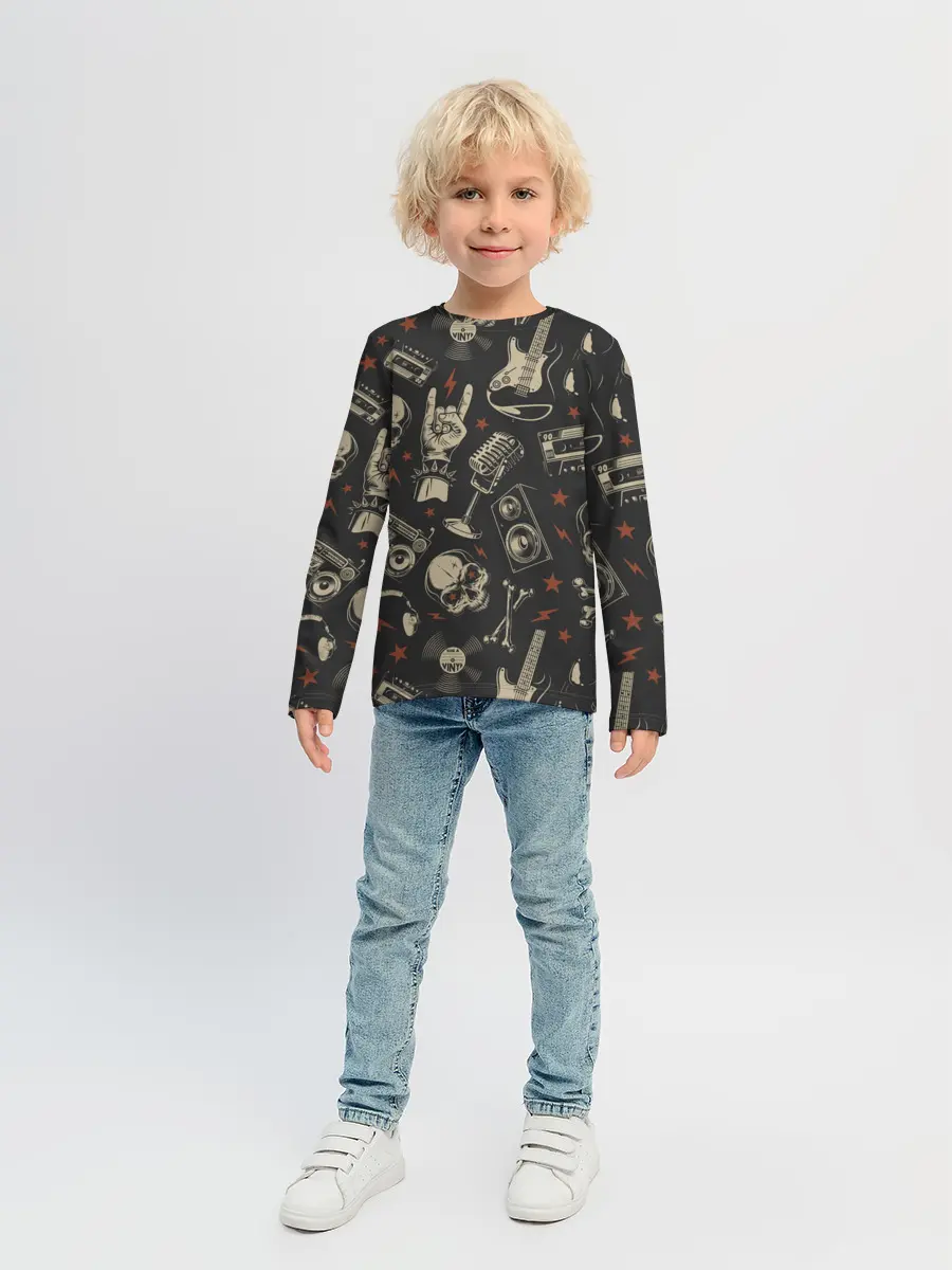 Детский лонгслив / Spotify Рок Черепа