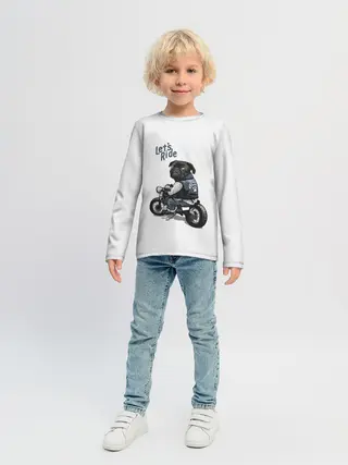 Детский лонгслив / Pug Rider | Байкер Мопс