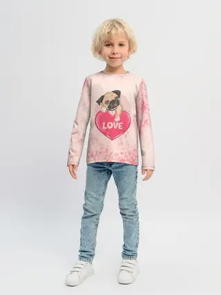 Детский лонгслив / Love Pug | Люблю мопса