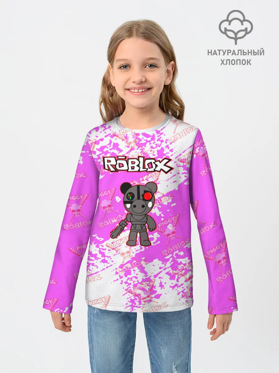 Детский лонгслив / Свинка Пигги из Roblox