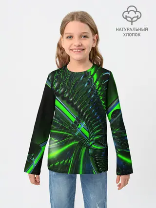 Детский лонгслив / DIGITAL NEON GREEN
