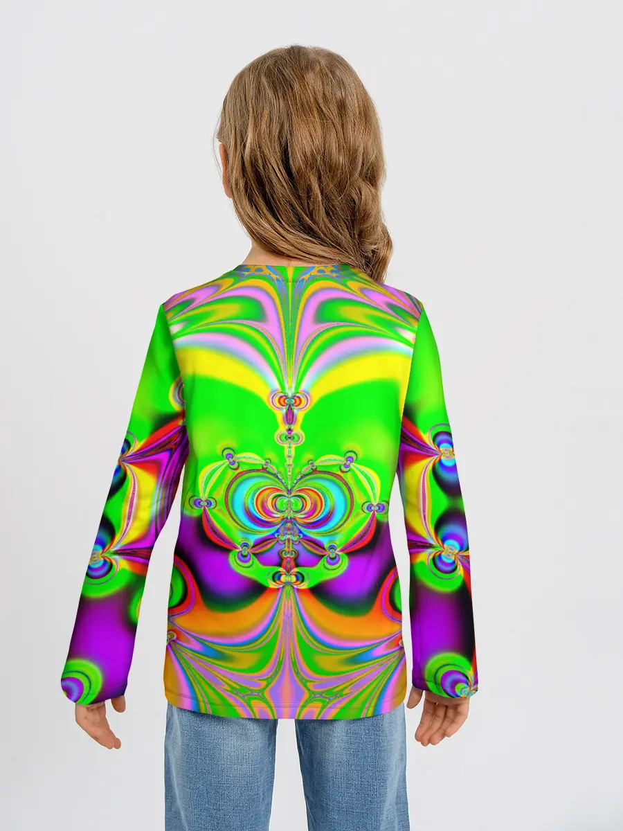 Детский лонгслив / КИСЛОТНЫЙ ФРАКТАЛ ГЕОМЕТРИЯ