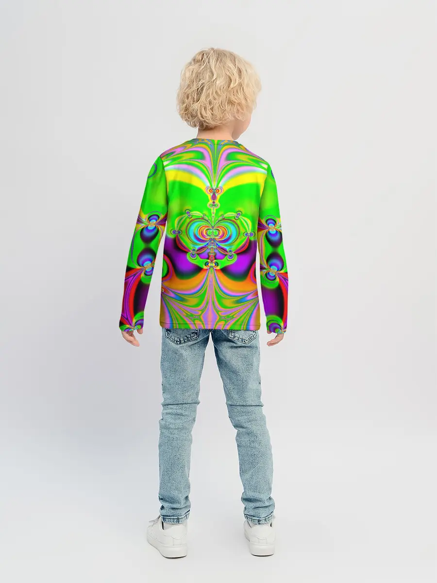 Детский лонгслив / КИСЛОТНЫЙ ФРАКТАЛ ГЕОМЕТРИЯ