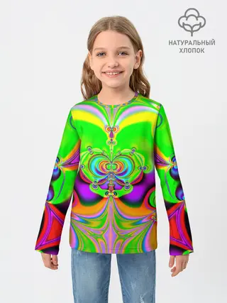 Детский лонгслив / КИСЛОТНЫЙ ФРАКТАЛ ГЕОМЕТРИЯ