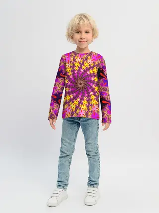 Детский лонгслив / НЕОНОВЫЙ РОЗОВЫЙ ФРАКТАЛ