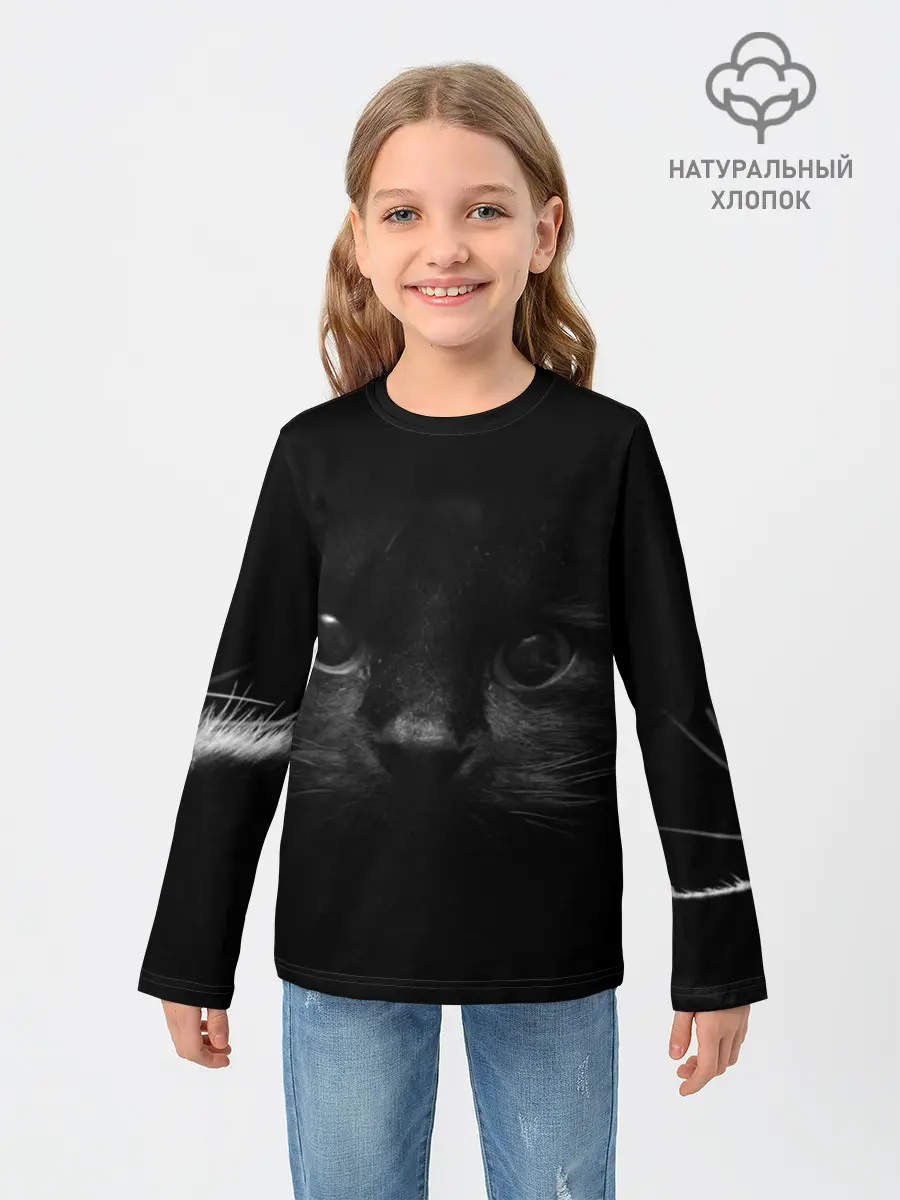 Детский лонгслив / Чёрный кот