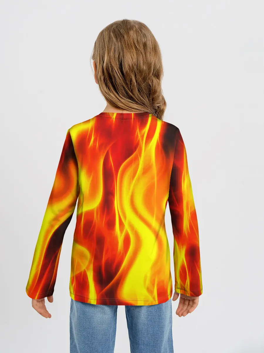 Детский лонгслив / Неон Огонь