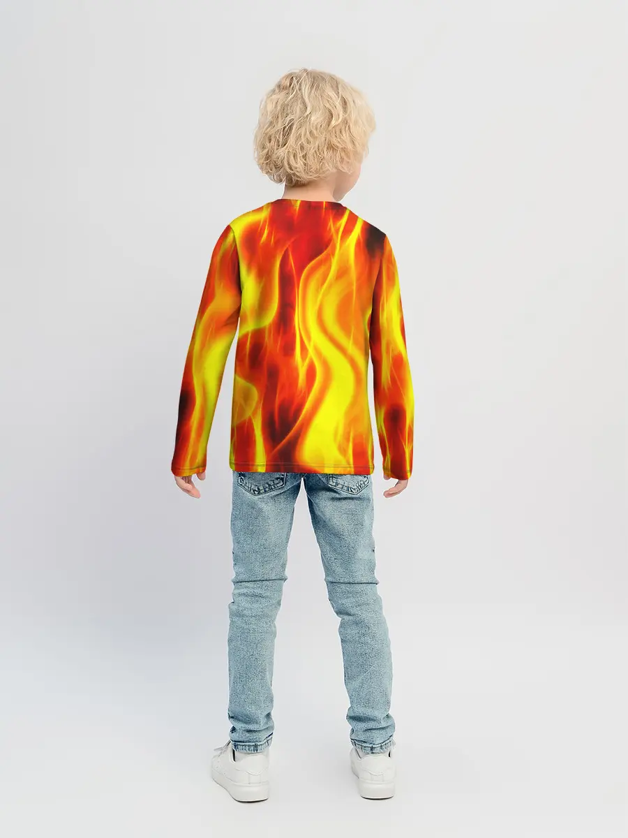 Детский лонгслив / Неон Огонь