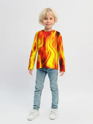 Детский лонгслив / Неон Огонь